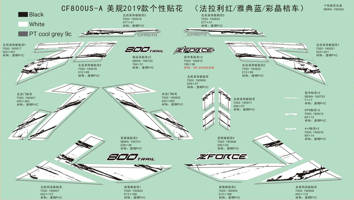DECAL, FRONT DECO PANEL - RIGHT - CFMoto OEM - 7000-190911