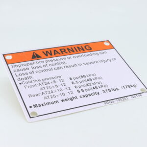 TIRE PRESSURE AND LOAD SPEC PLATE, CFMoto OEM - 9GQ0-190201