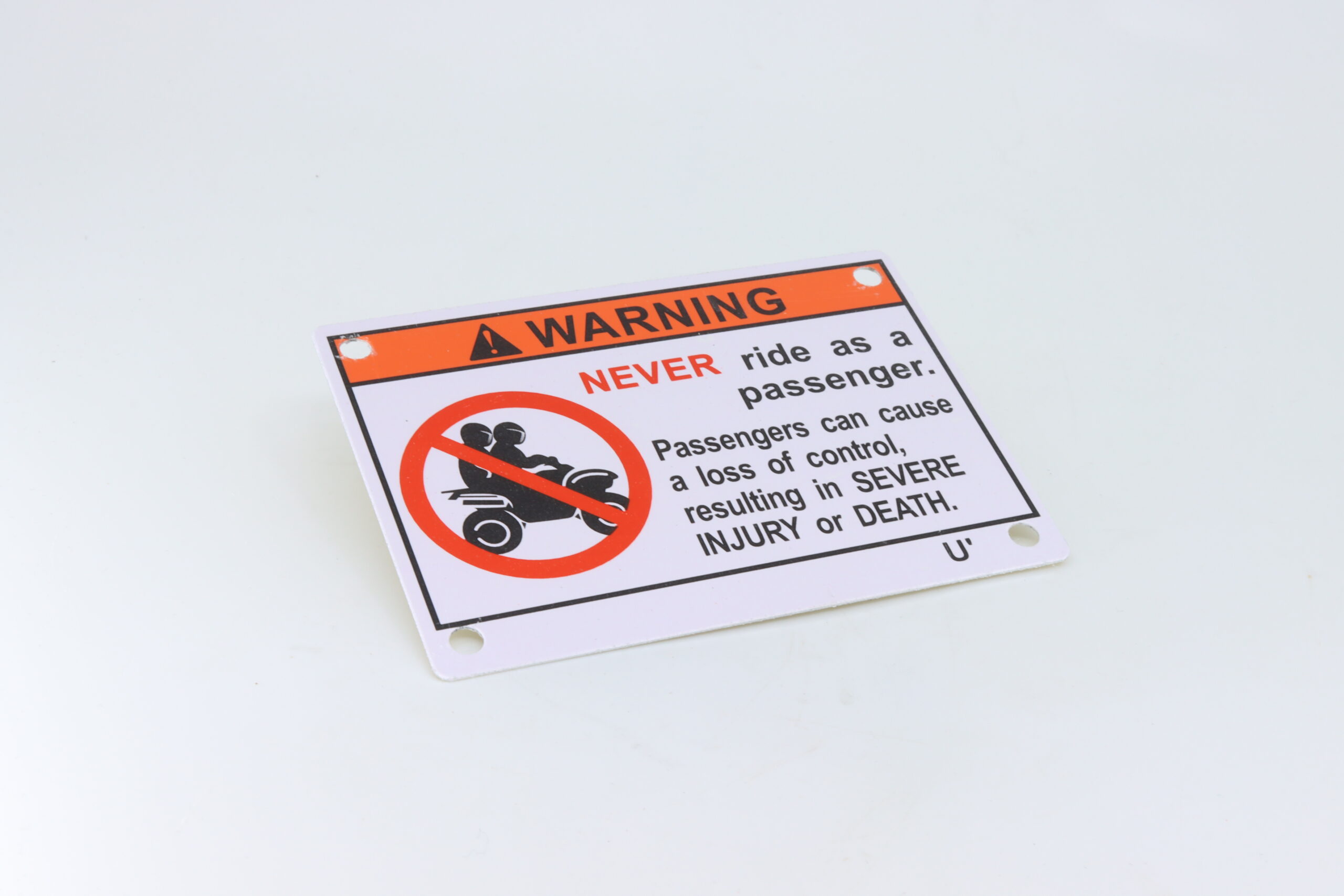 PASSENGER WARNING STICKER, CFMoto OEM - 9010-190004