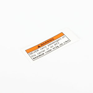 REAR RACK LOAD INSTRUCTION LABEL, CFMoto OEM - 9GQ0-190205