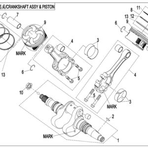 Diagram:  2017 CFMoto ZFORCE 800 Trail CF800US-A CRANKSHAFT ASSY & PISTON [E16]