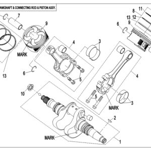 Diagram:  2018 CFMoto ZFORCE 800 Trail CF800US-A CRANKSHAFT & CONNECTING ROD & PISTON ASSY. [E04]