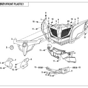Diagram:  2018 CFMoto ZFORCE 800 Trail CF800US-A FRONT PLASTICS 1(WITHOUT COVER, WINCH) [F04-1-A]