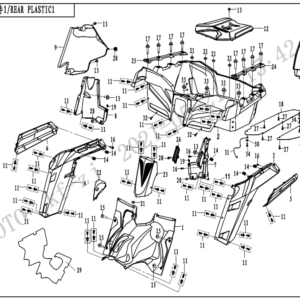 Diagram:  2022 CFMoto ZFORCE 800 Trail CF800US-A REAR PLASTICS 1 [F04-6-V4]