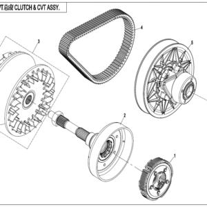 Diagram:  2022 CFMoto ZFORCE 800 Trail CF800US-A WET CLUTCH and CVT ASSY. [E05]